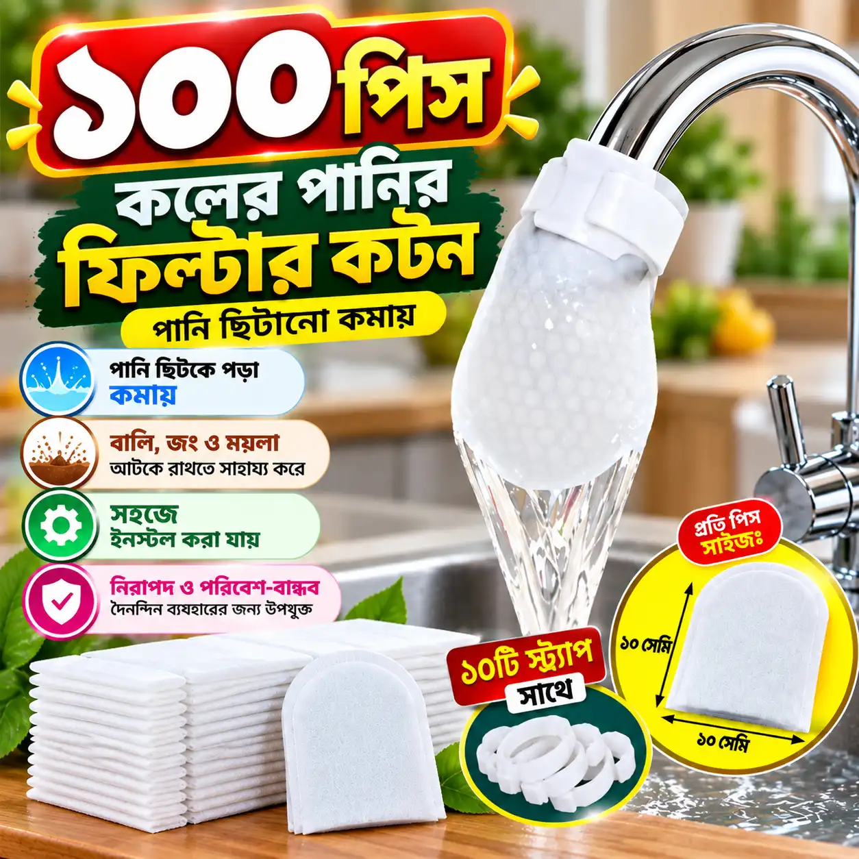 100 Pcs Faucet Water Filter Cotton